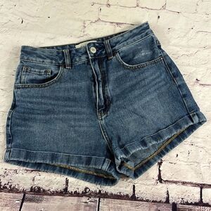 Pacsun Shorts Womens 26 Jean Denim Mom 2" Inseam High Rise Cuffed 5 Pocket Blue